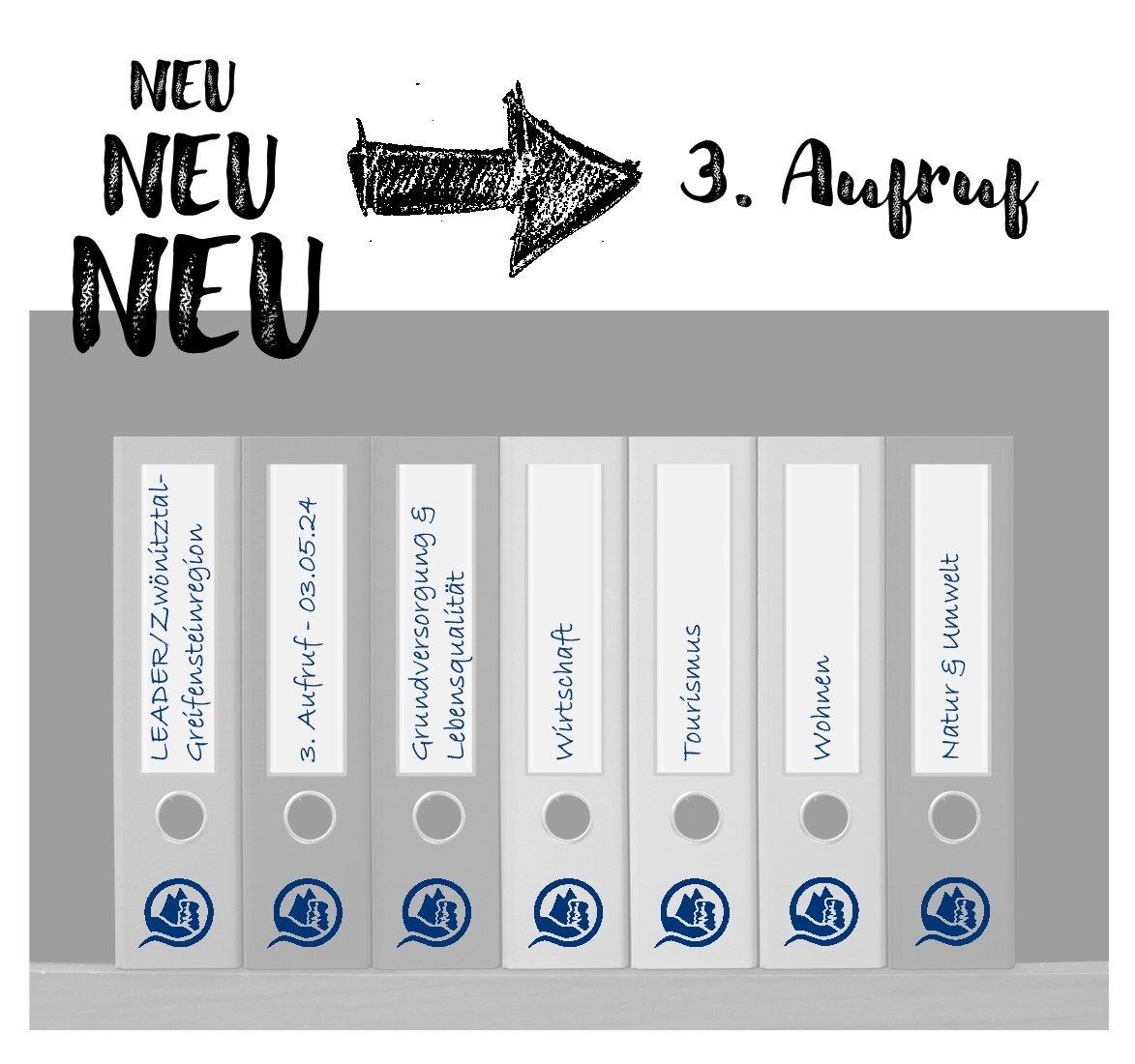 Das Bild zeigt einen Flyer, der den 3.LEADER-Aufruf bewirbt.