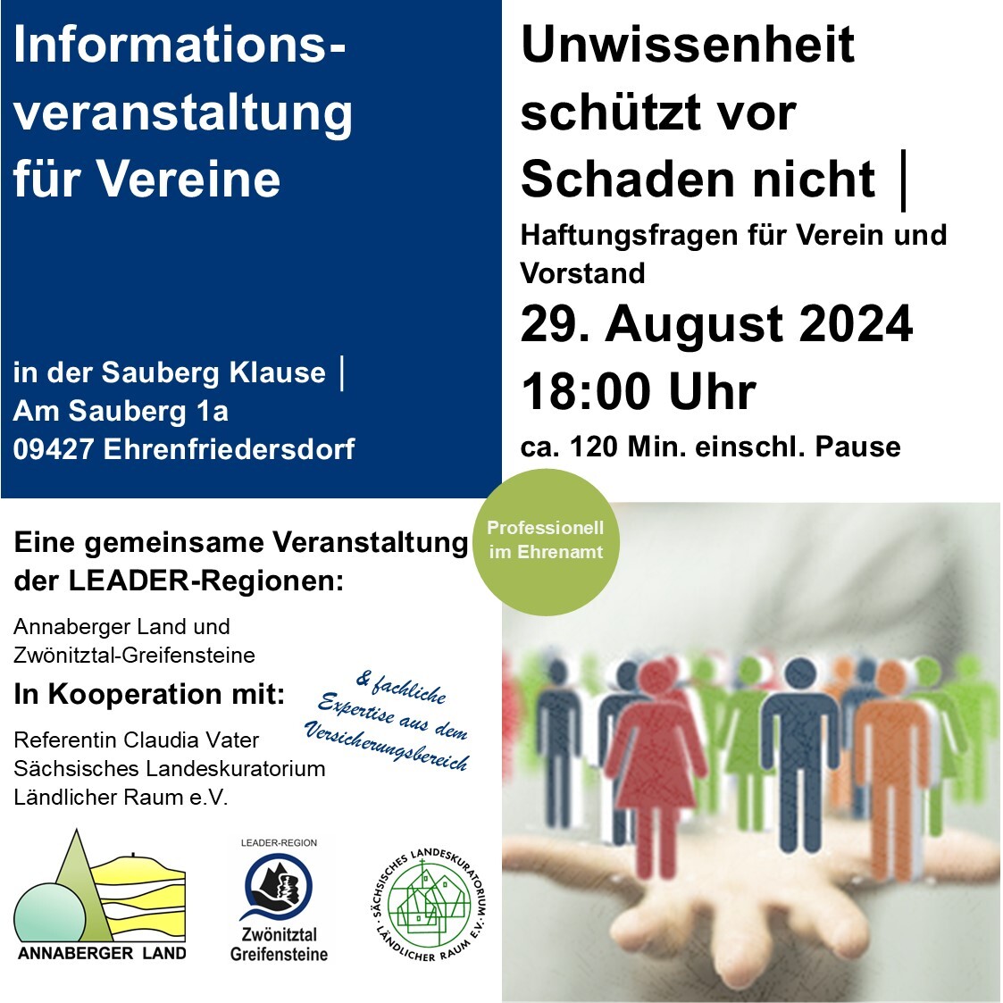 Flyer mit Informationen zur Informationsveranstaltung für Vereine